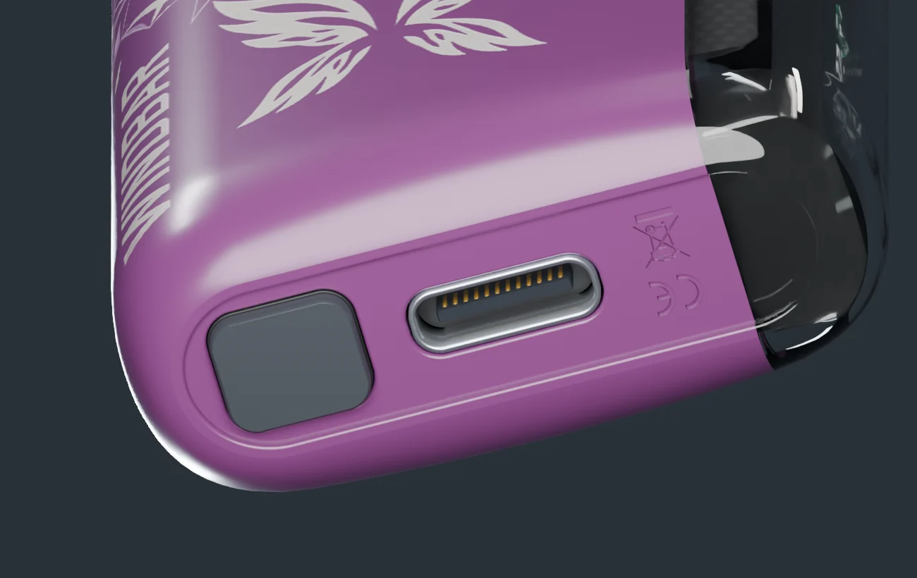 D93 raised button and USB-C charging port